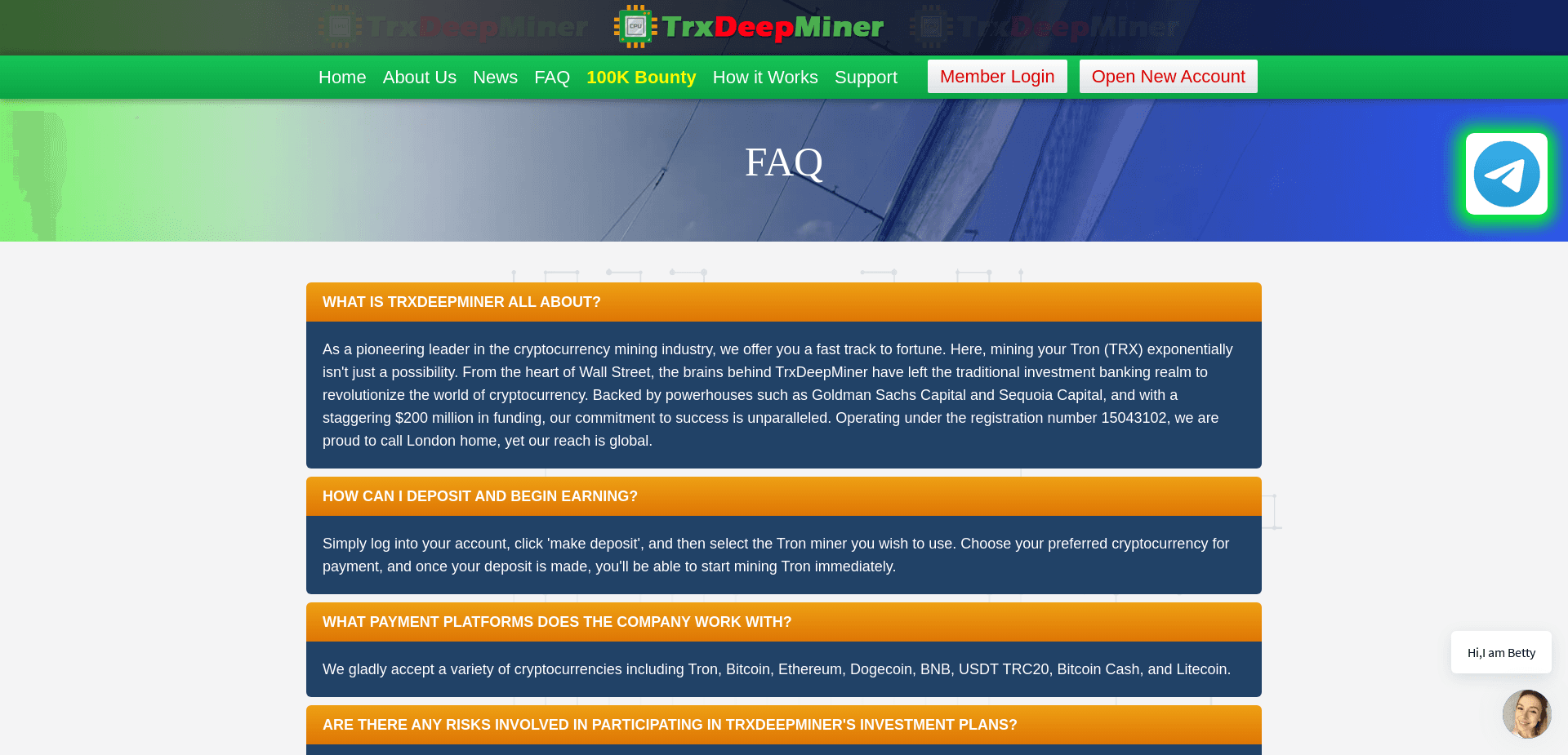 Screenshot for trxdeepminer.com - 2