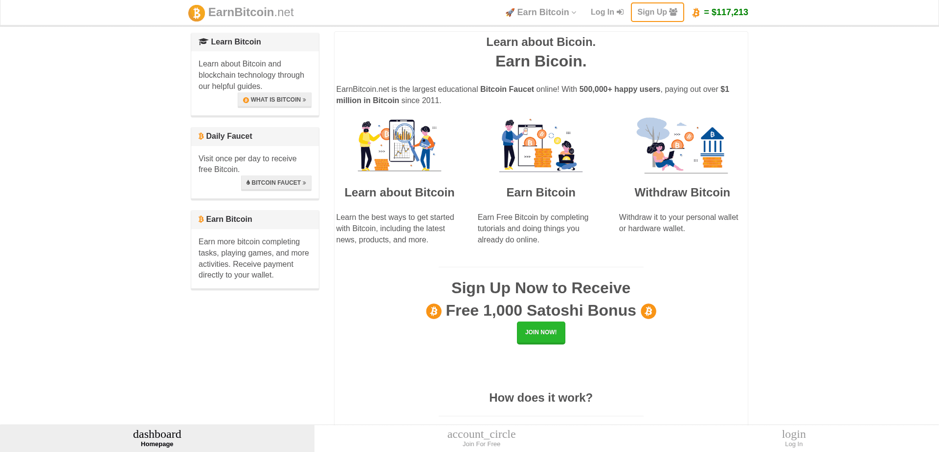 Screenshot for earnbitcoin.net - 0