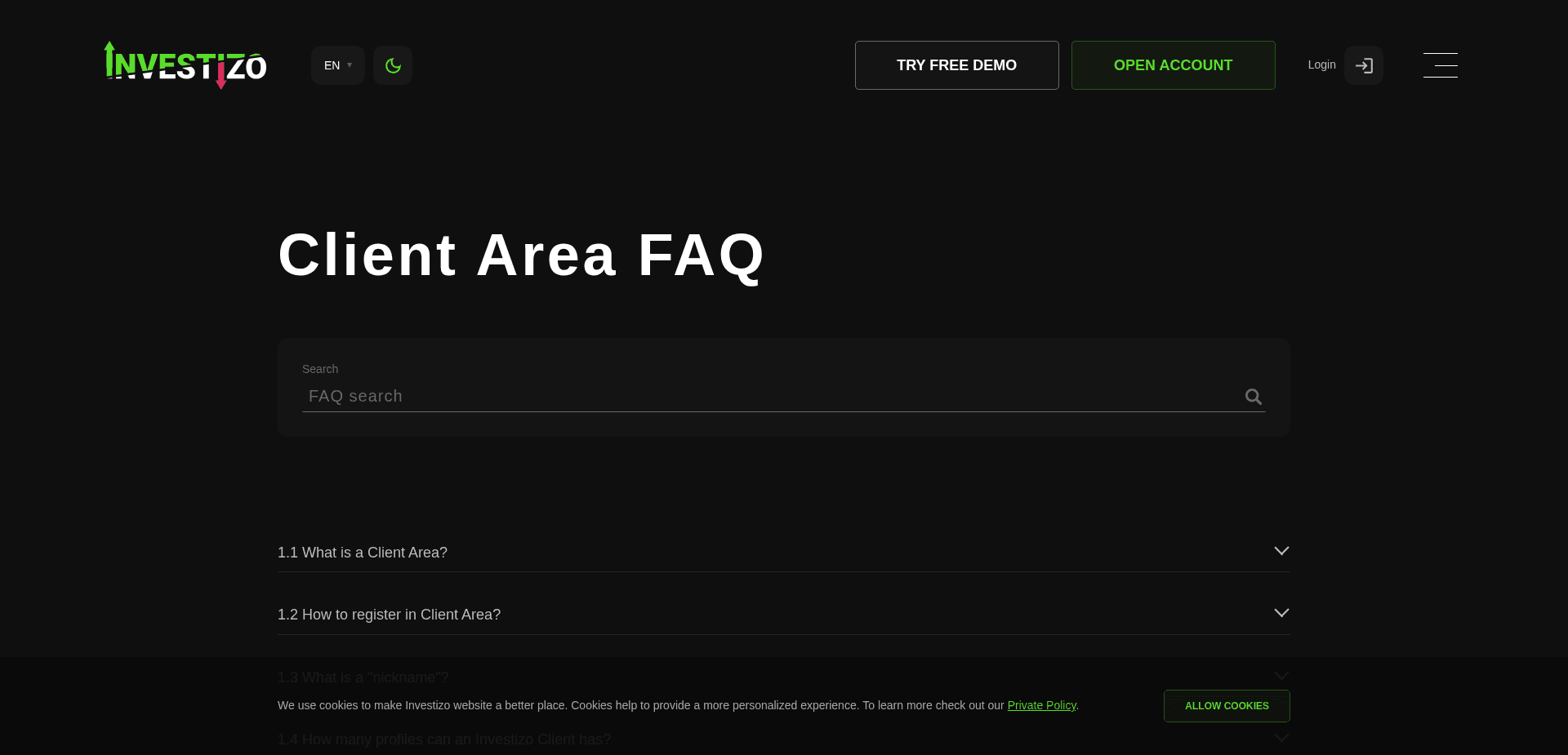 Screenshot for investizo.com - 2