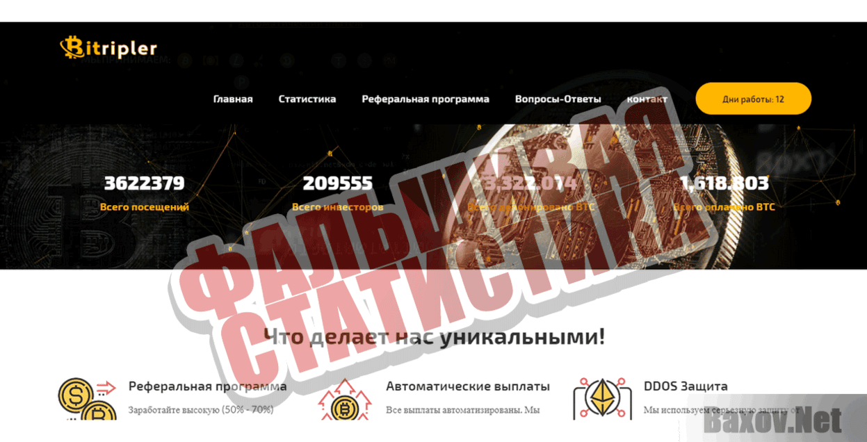 Bitripler Фальшивая статистика