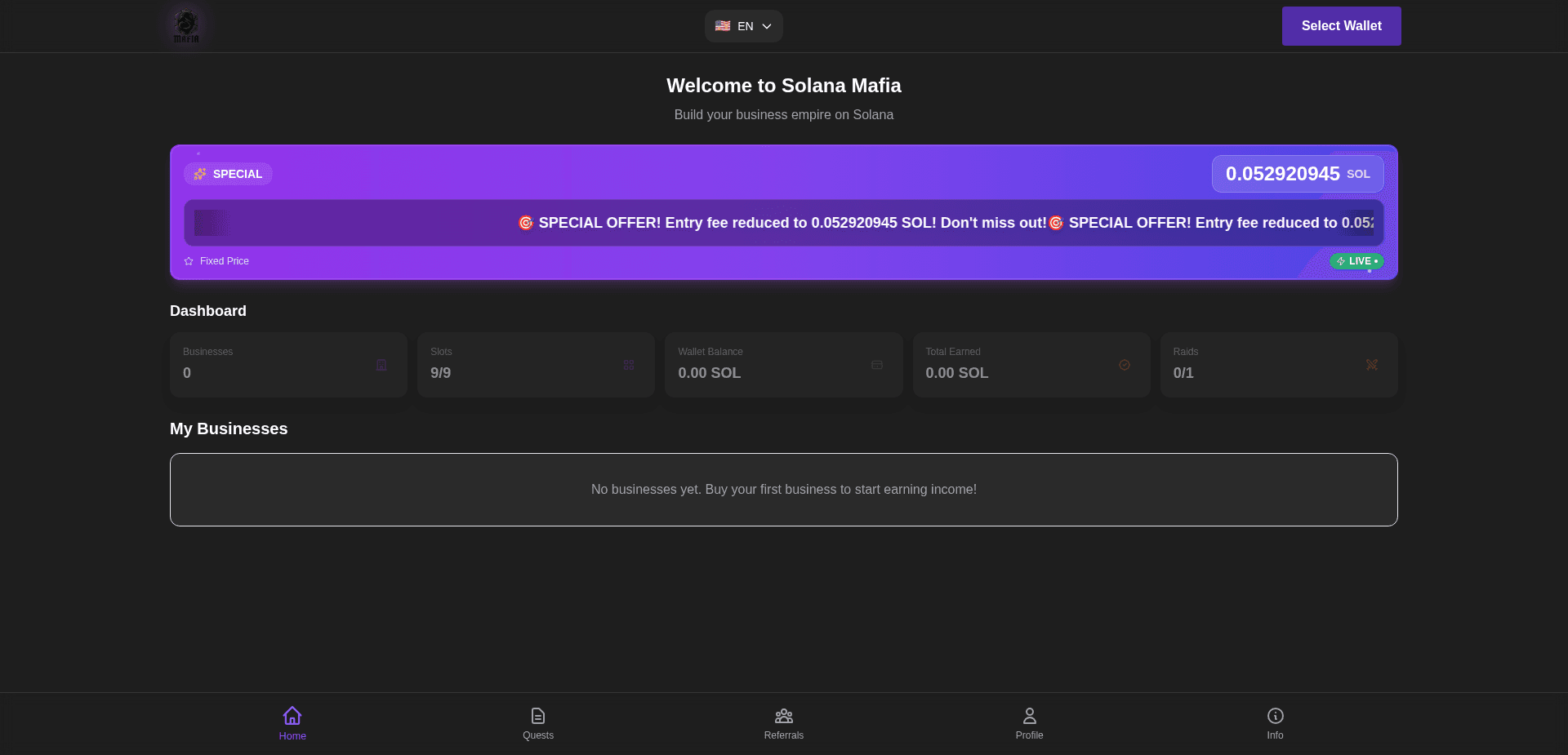 Screenshot for solana-mafia.app - 0