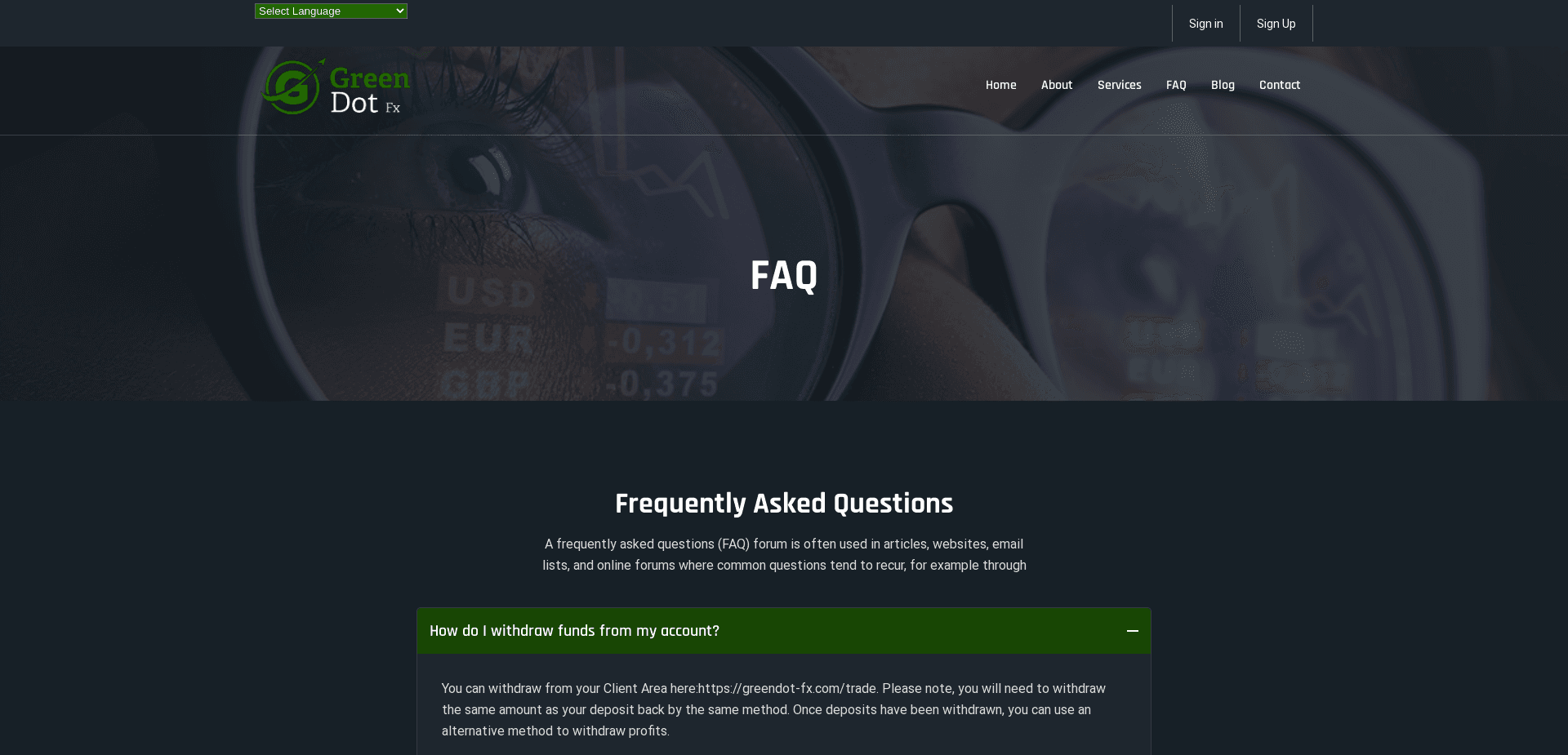 Screenshot for greendotfx.com - 3