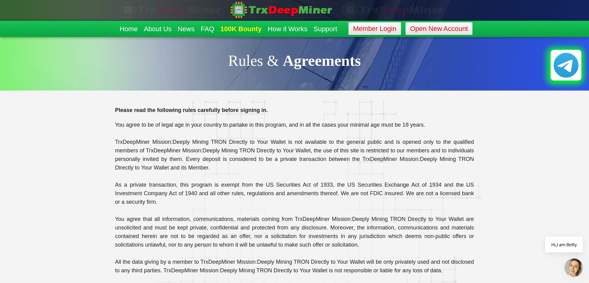 Screenshot for trxdeepminer.com - 0