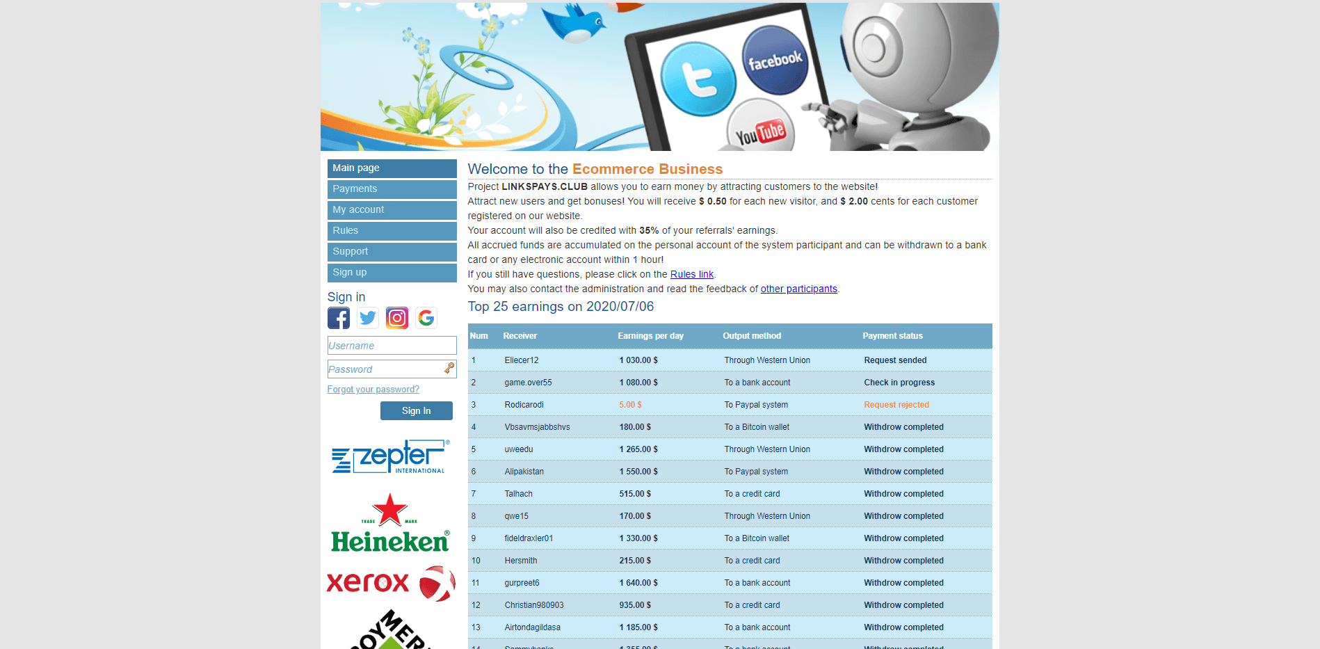 Заработок в интернете на привлечении рефералов отзывы и обзор. Развод, лохотрон или правда. Только честные и правдивые отзывы на Baxov.Net