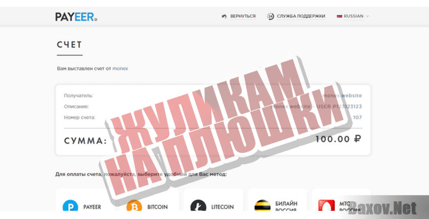 Monex Жуликам на плюшки