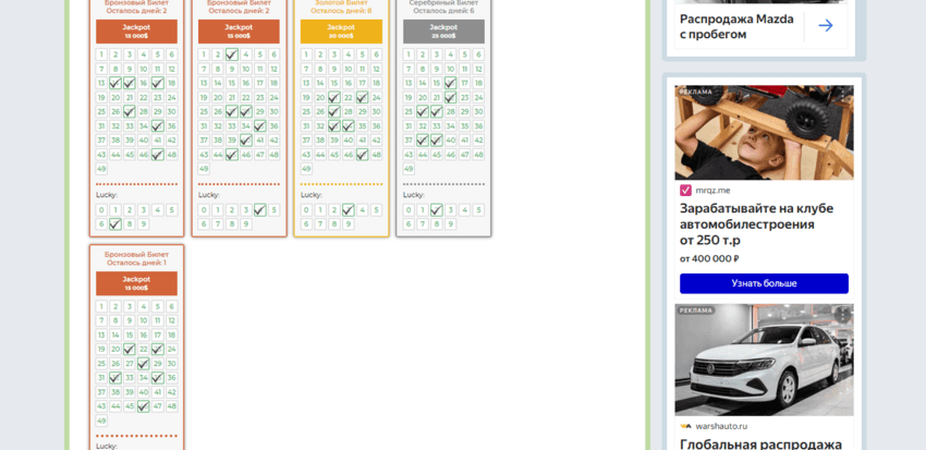 билеты на сайте липовой лотереи