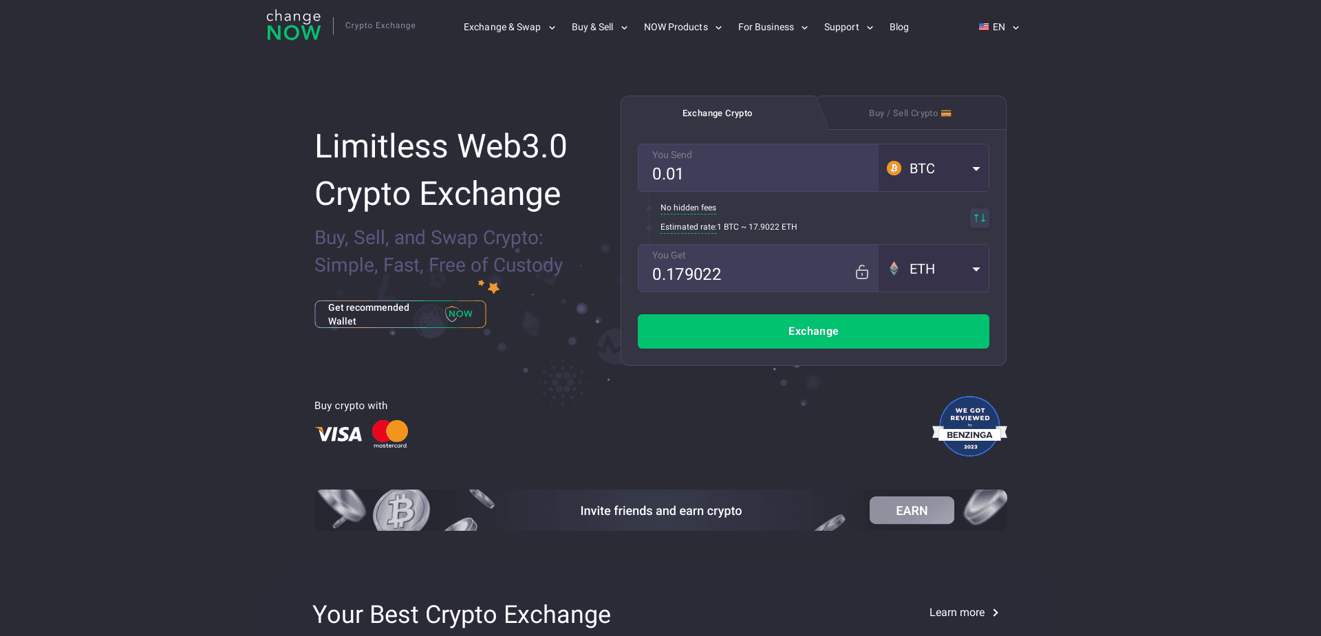 Screenshot for changenow.io - 1