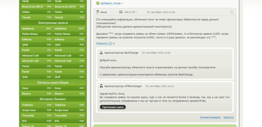 отзывы о проекте на сайте мониторинга 