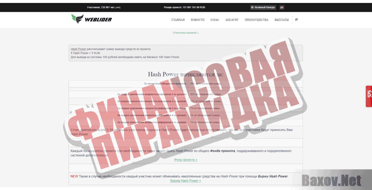 WebLider.net Финансовая пирамидка