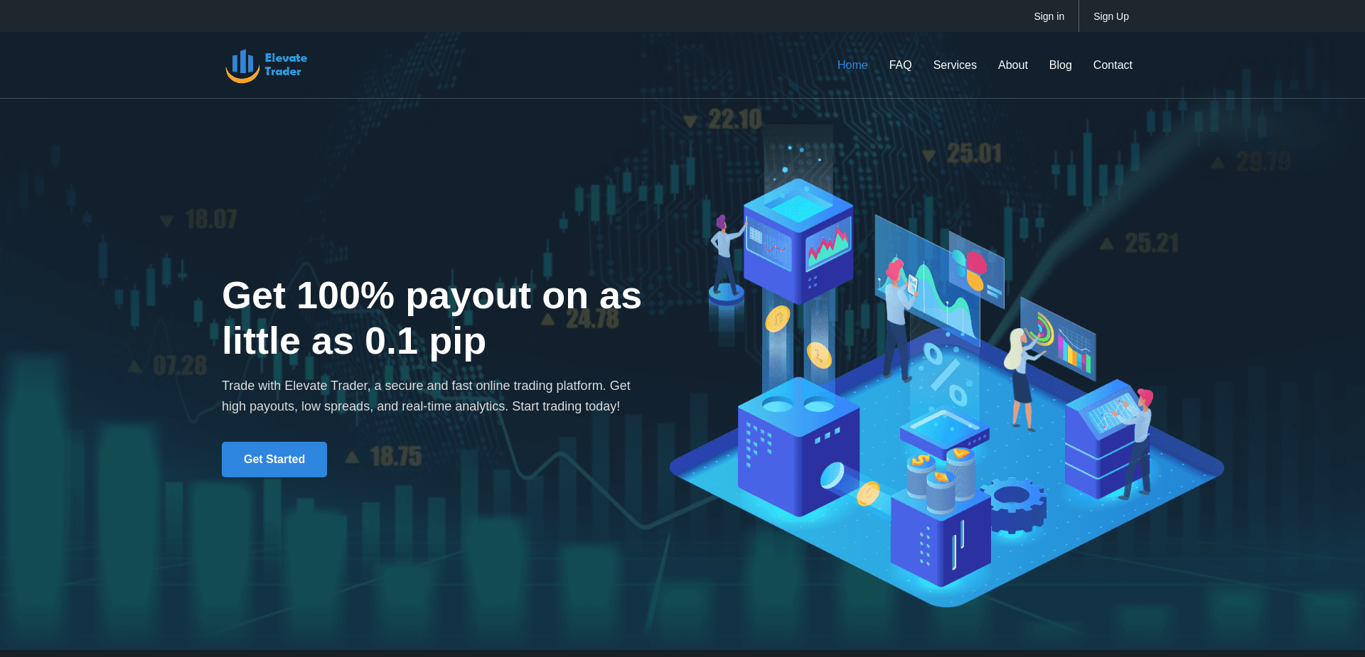 Screenshot for elevatetrader1.com - 0