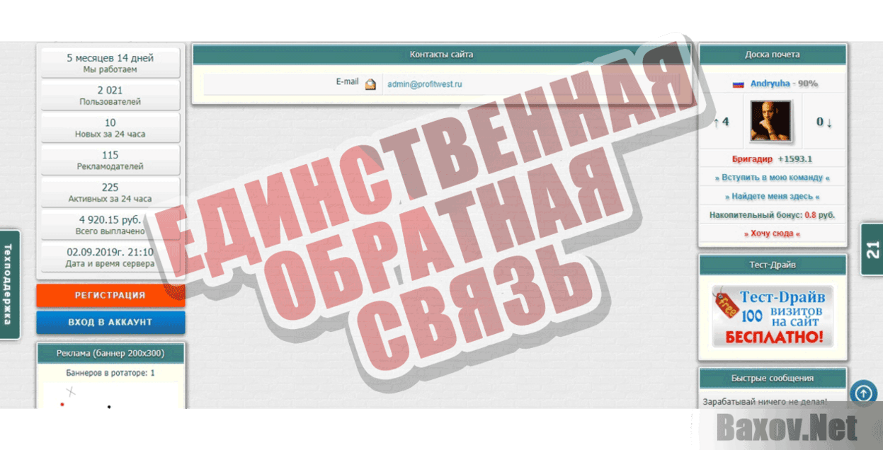 PROFITWEST.RU Единственная обратная связь