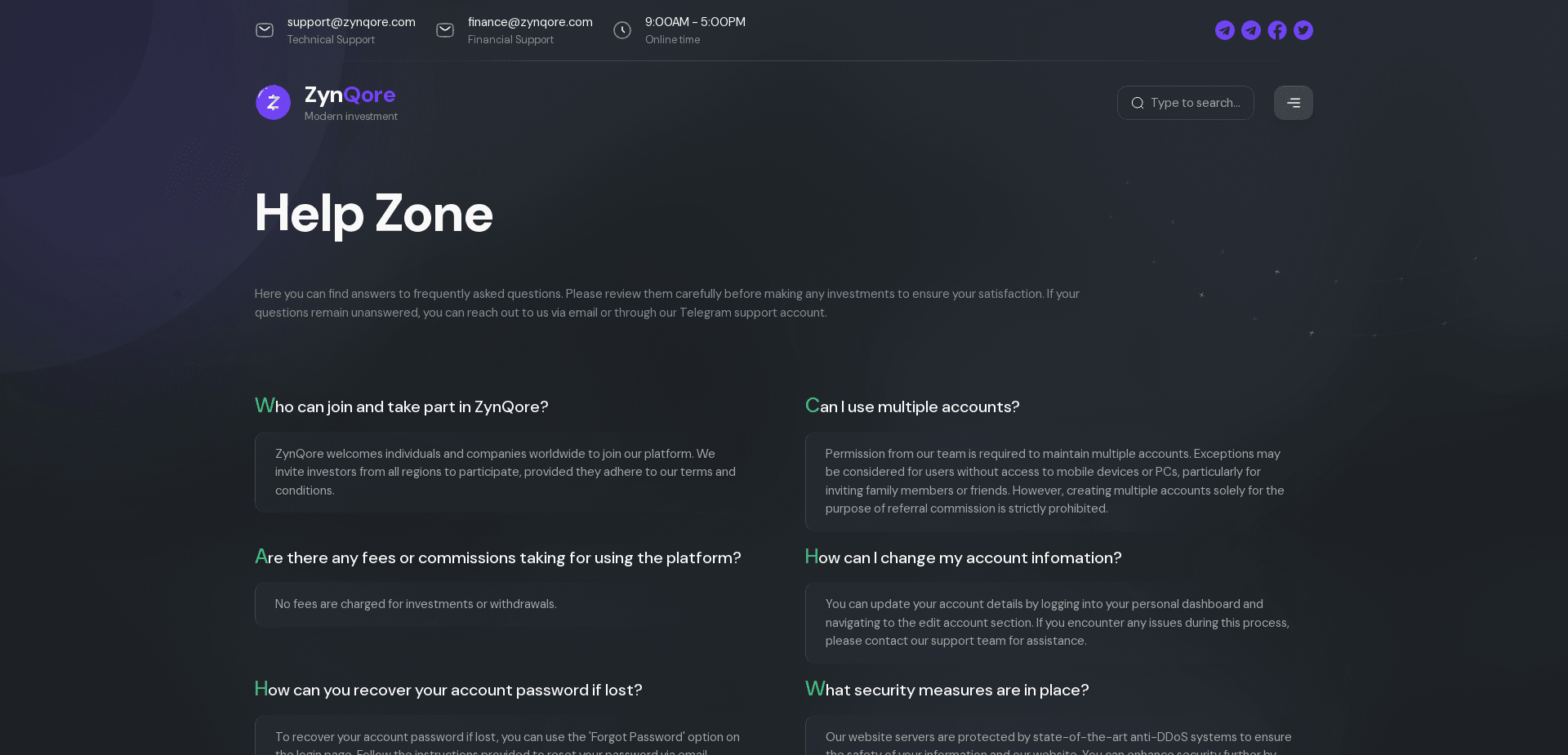 Screenshot for zynqore.com - 3