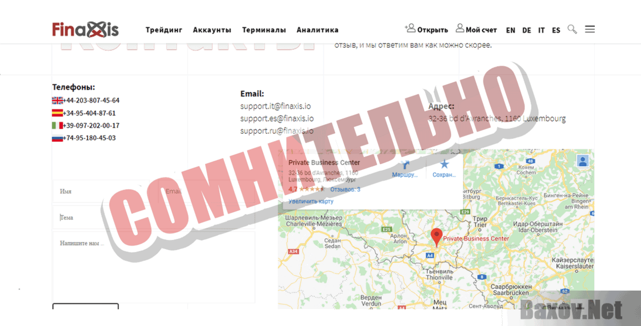Finaxis Сомнительно