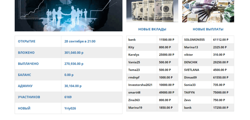 липовая статистика проекта мошенников