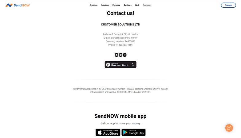 sendnow.money - contact us