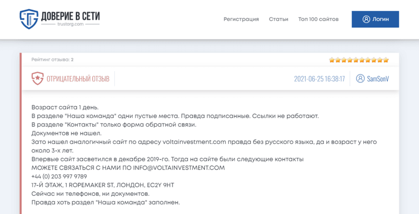 отзывы о проекте мошенников