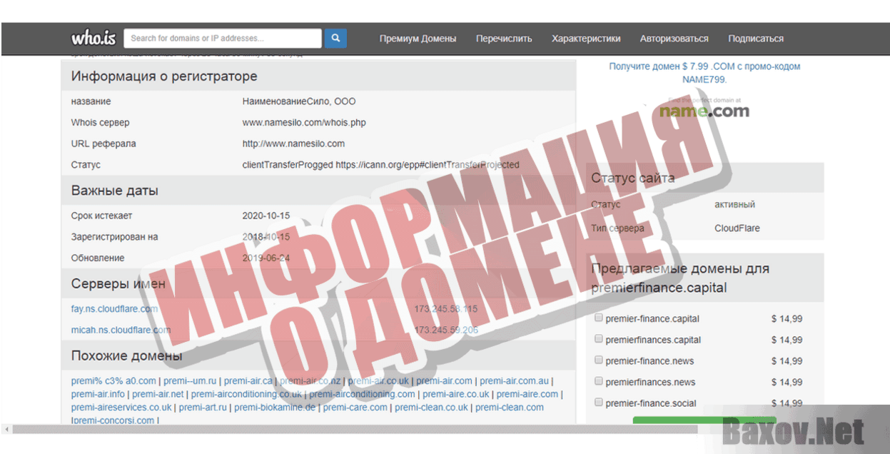 PREMIER FINANCE Информация о домене
