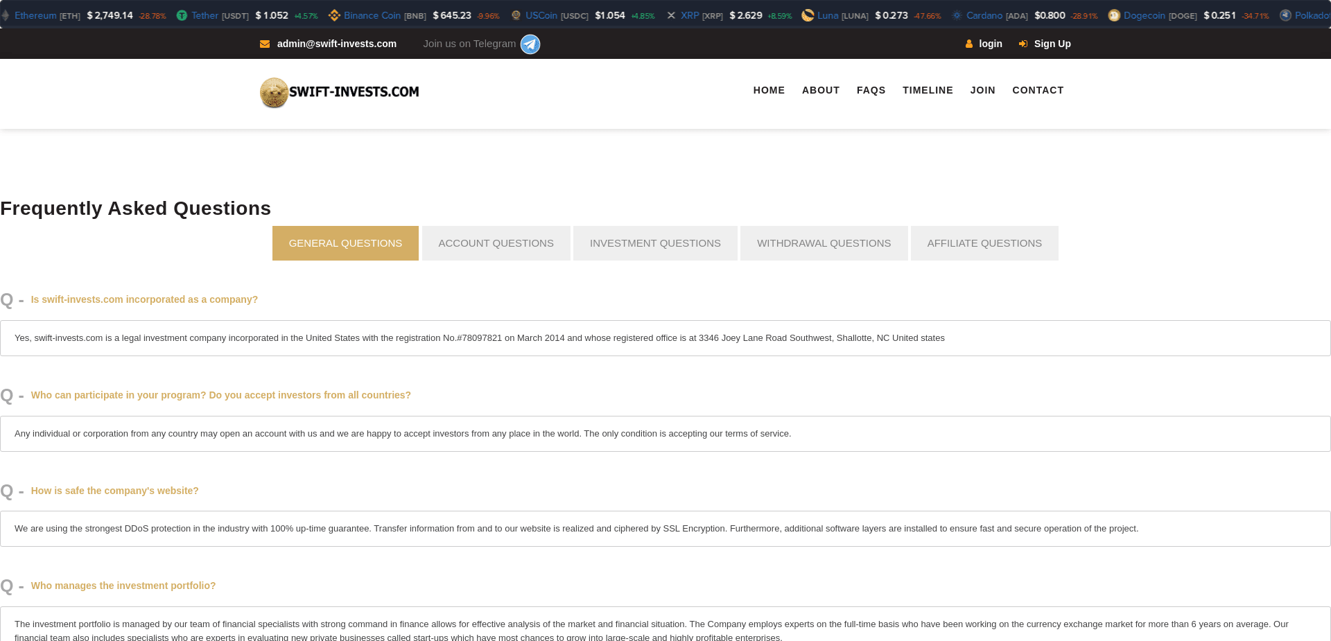 Screenshot for swift-invests.com - 1