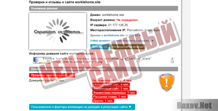 Портал удаленной работы Ненадежный сайт