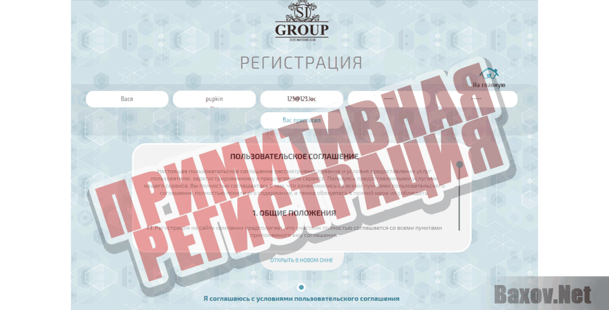 SI GROUP Примитивная регистрация