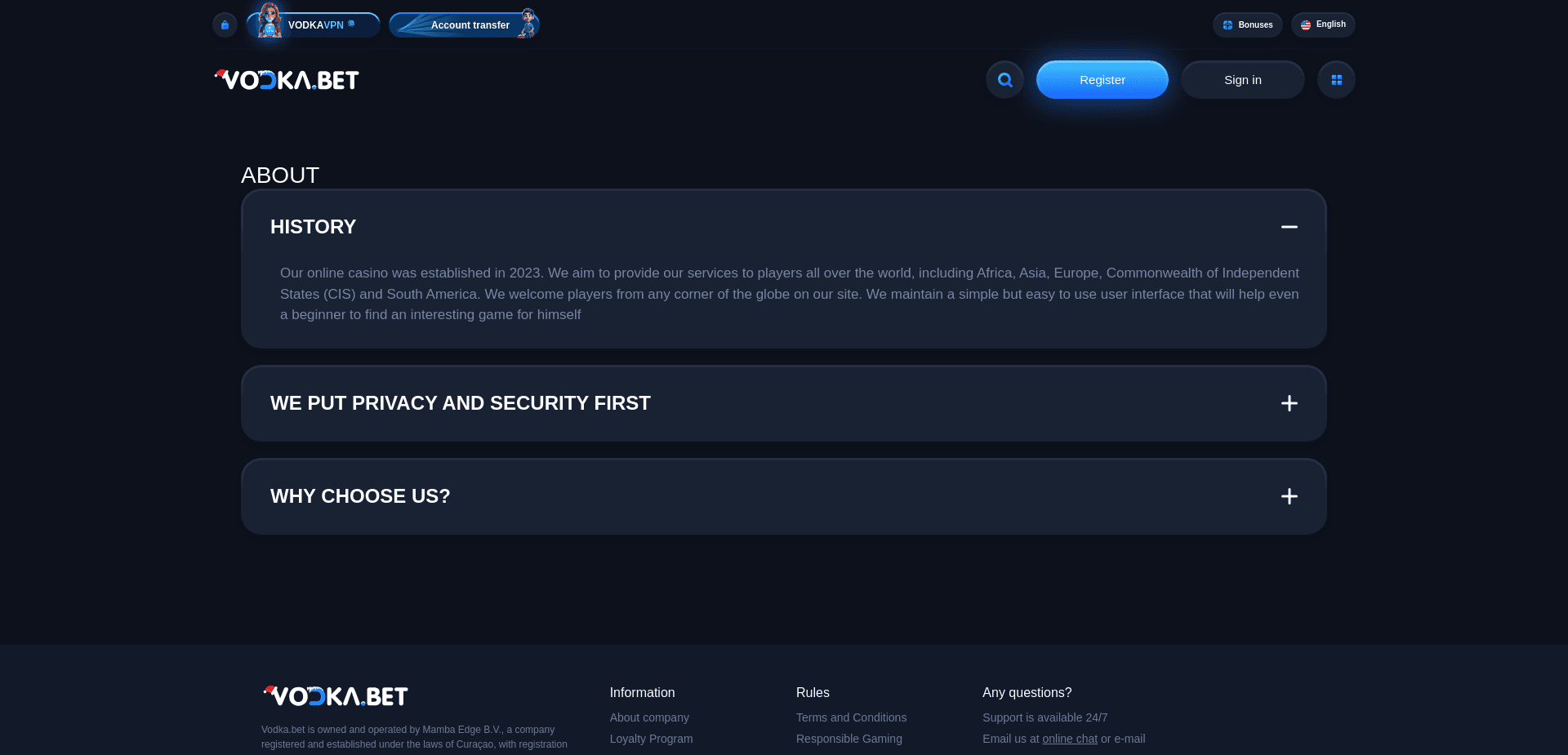 Screenshot for vodka.bet - 3