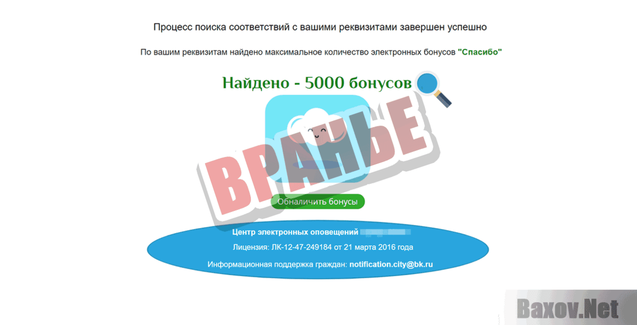 Электронные бонусы Спасибо Вранье
