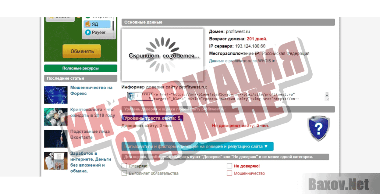 PROFITWEST.RU Информация о домене
