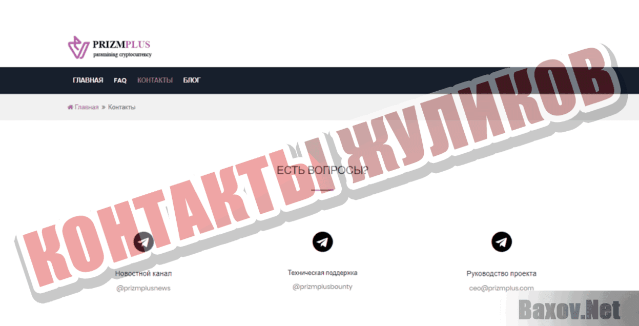 Prizm Plus Контакты жуликов