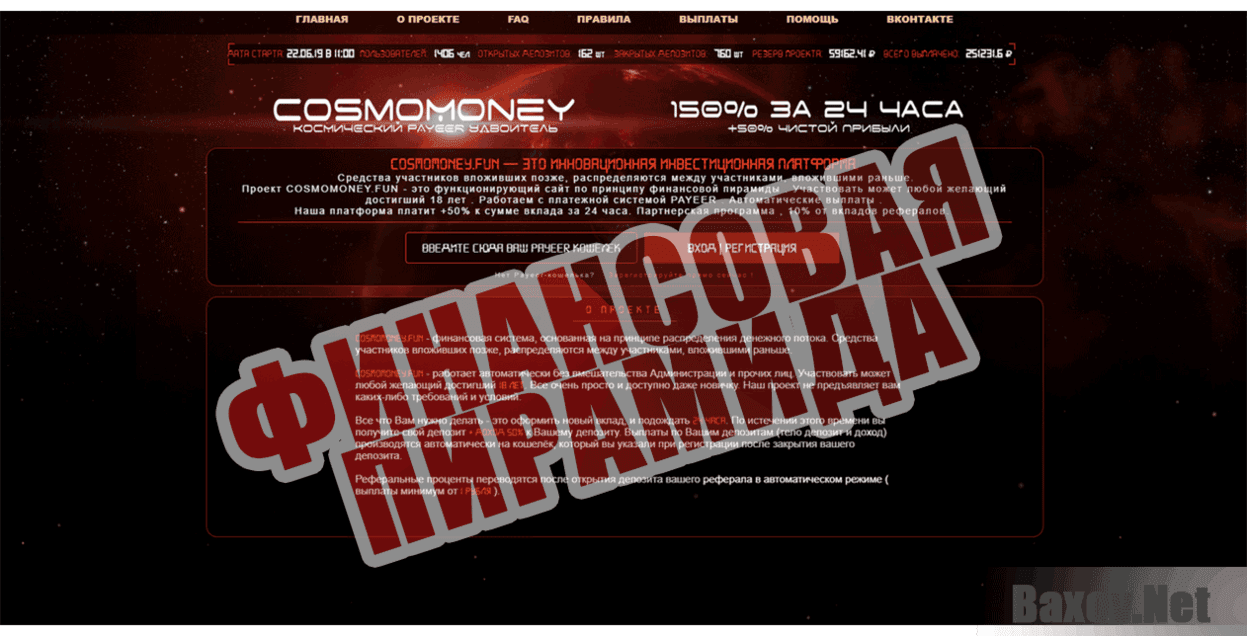 Cosmomoney.fun Финансовая пирамида