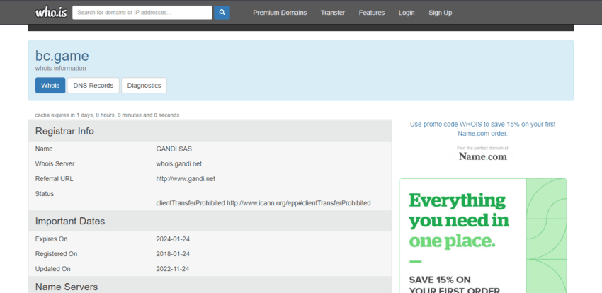 дата регистрации домена казино 