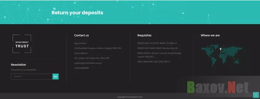 Investment Trust - банковские реквизиты