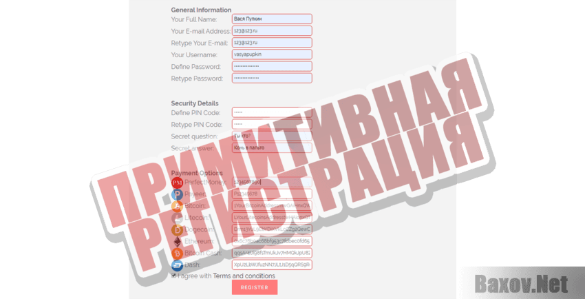 HOURHOME Примитивная регистрация