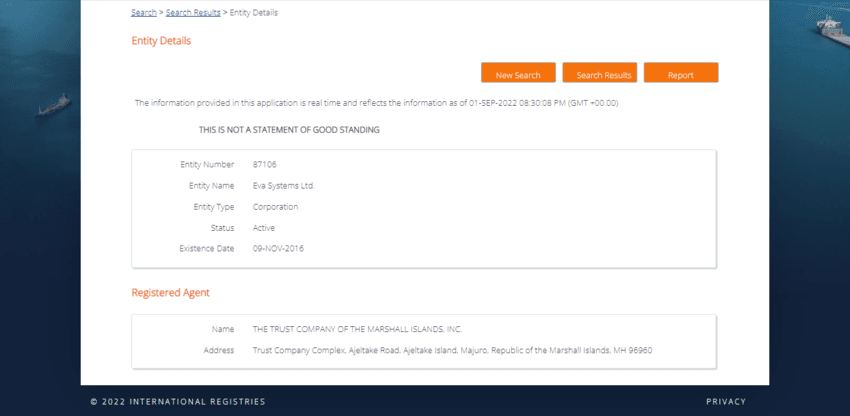 данные о регистрации компании 