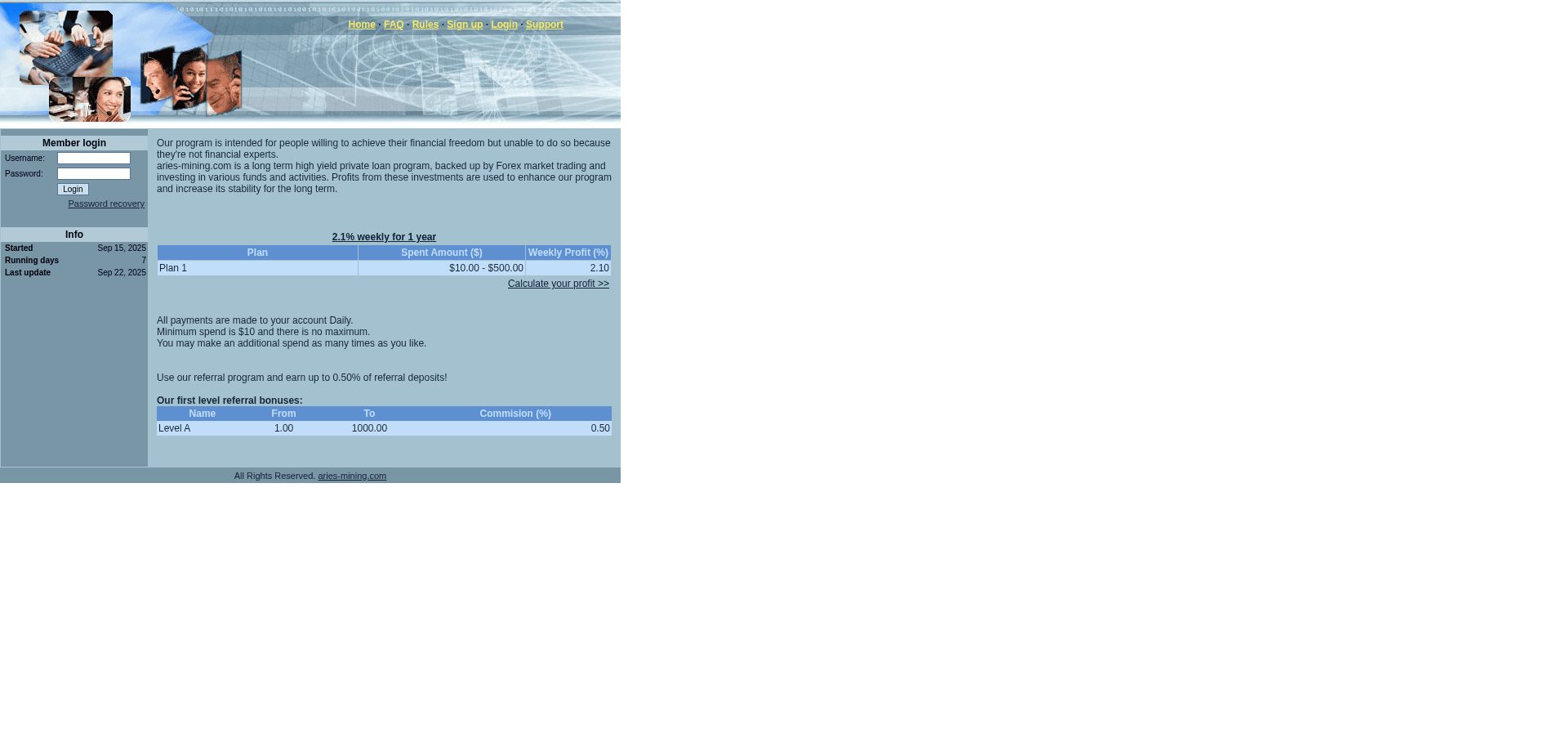 Screenshot for aries-mining.com - 1