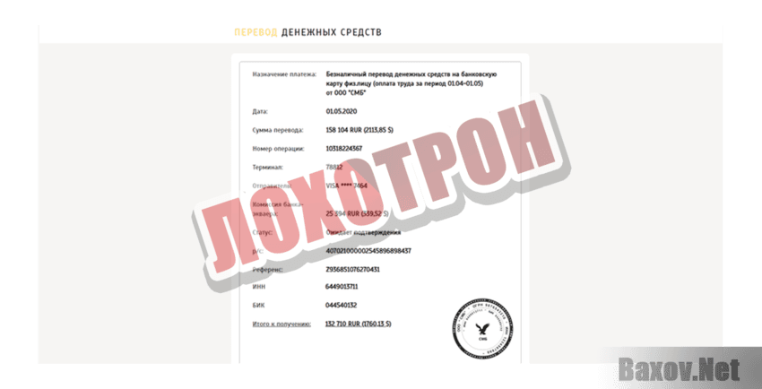 Новый денежный перевод Лохотрон