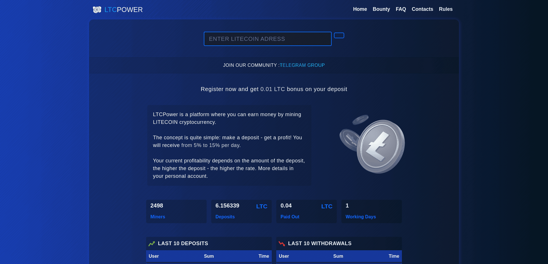 Screenshot for ltcpower.pro - 1