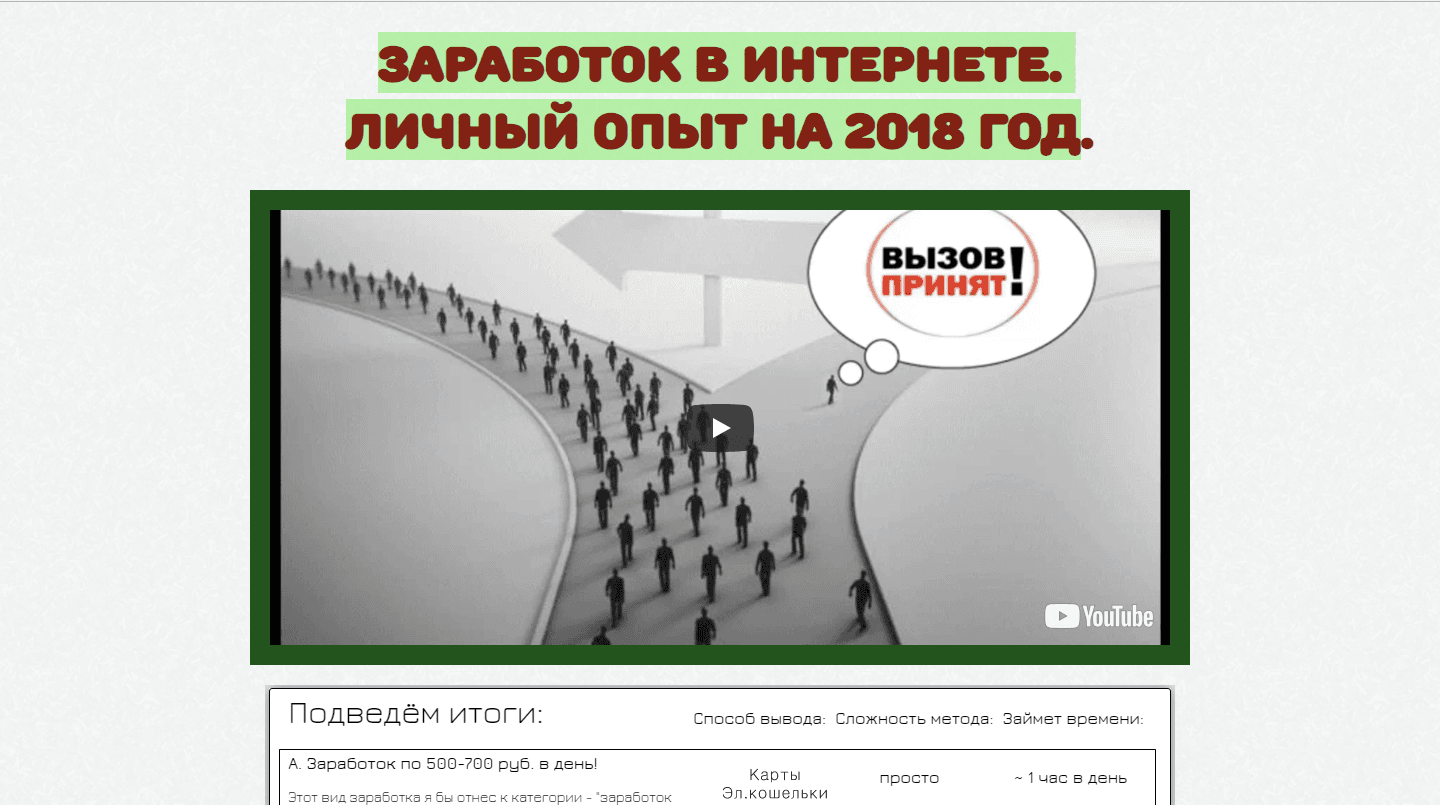 Заработок в интернете на личном опыте  в 2018 году - Лохотрон