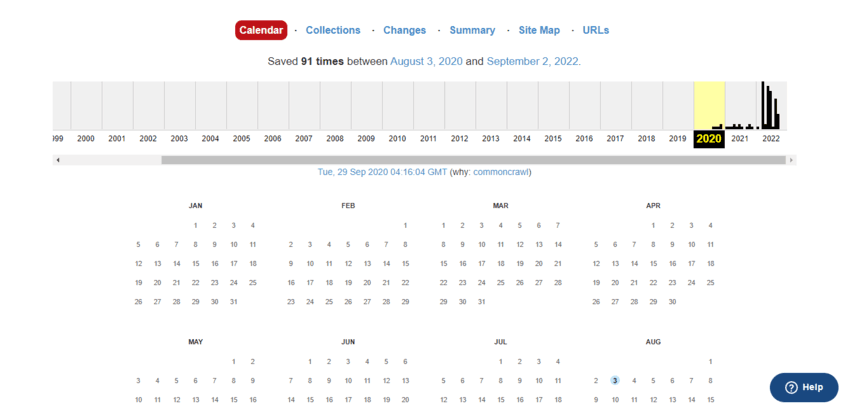 Данные о проекте из Веб Архива