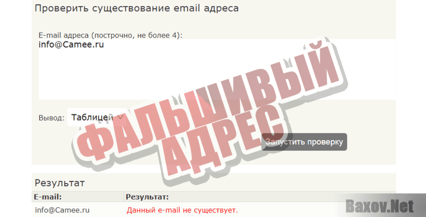 Camee.ru Фальшивый адрес