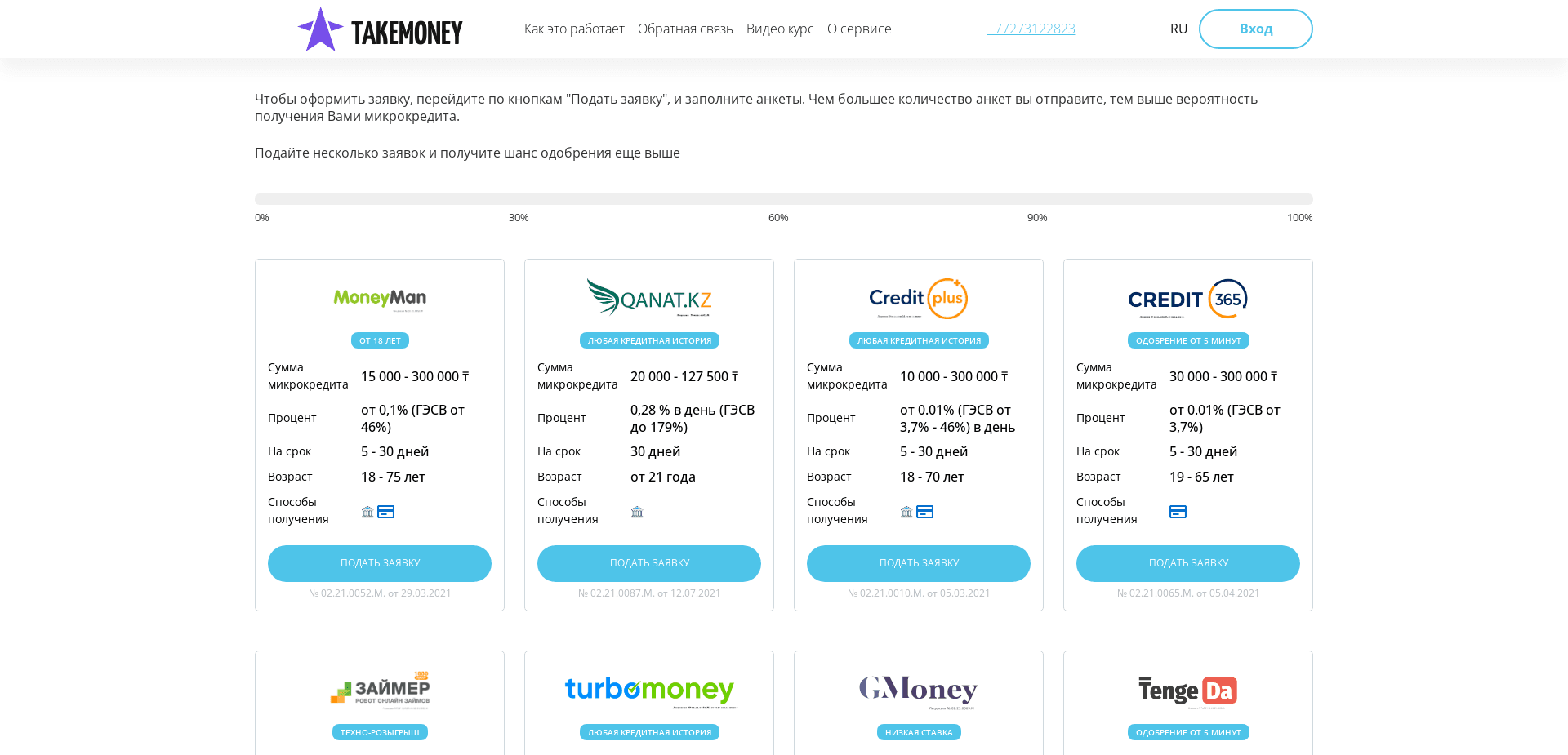 Screenshot for takemoney.kz - 0