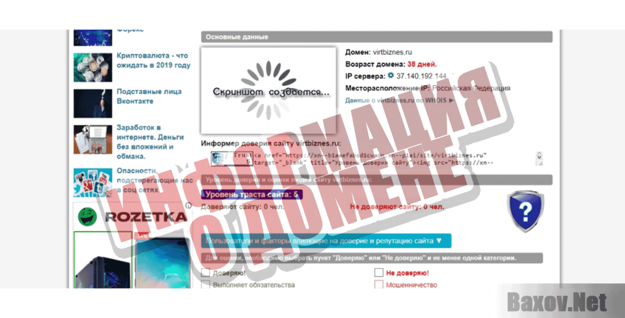 Virtbiznes  Информация о домене