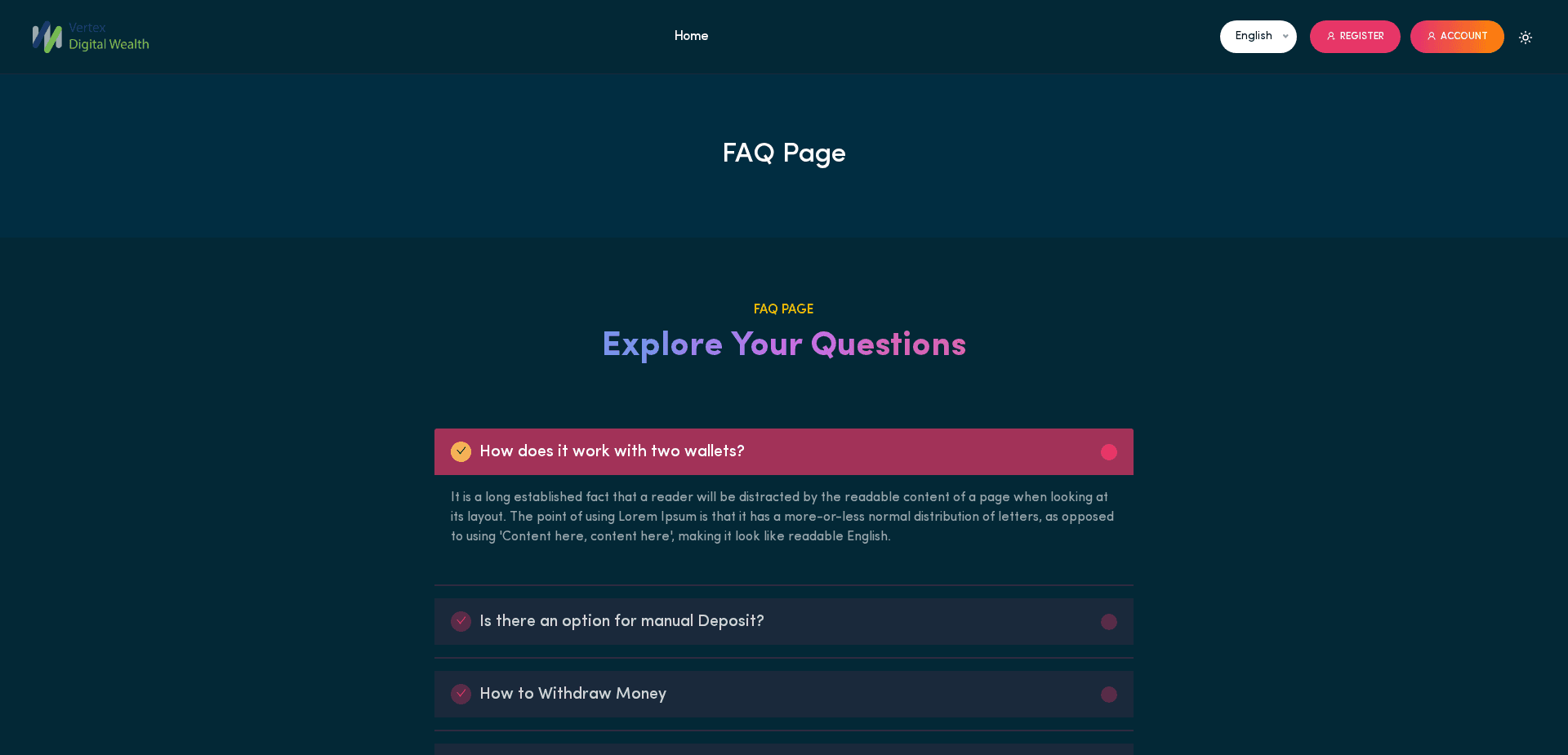 Screenshot for app.vertexdigitalwealth.com - 1