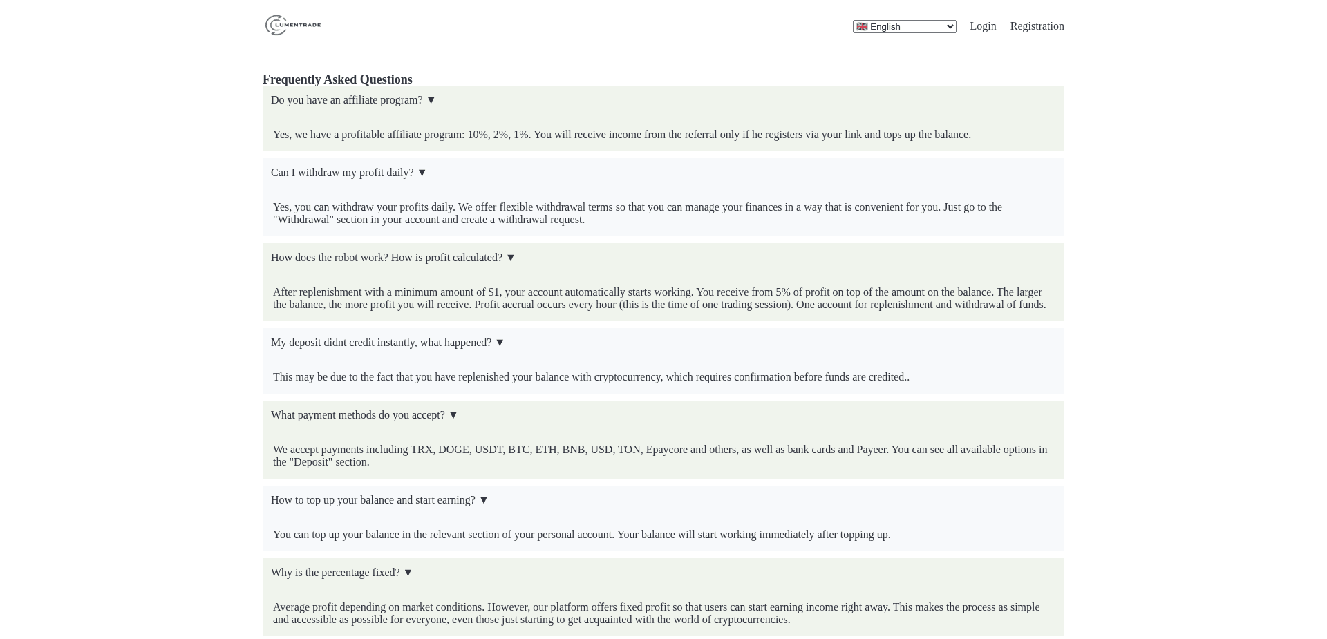 Screenshot for lumentrade.site - 1