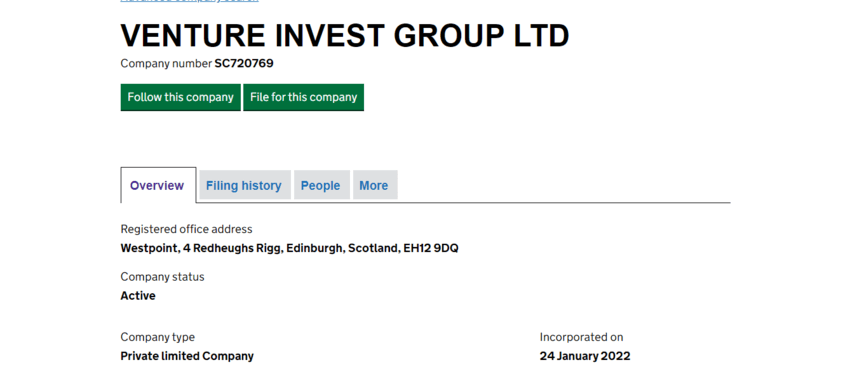 данные о регистрации компании 