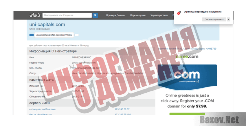 Unicapitals Информация о домене