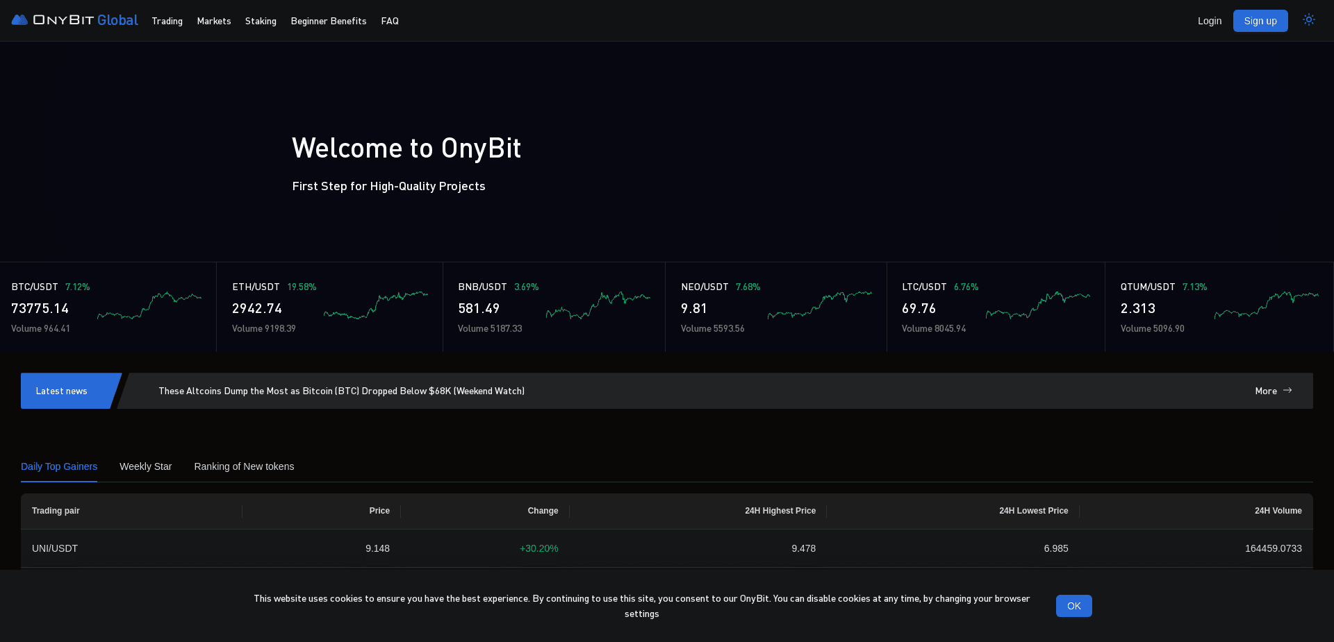 Screenshot for onybit.com - 2