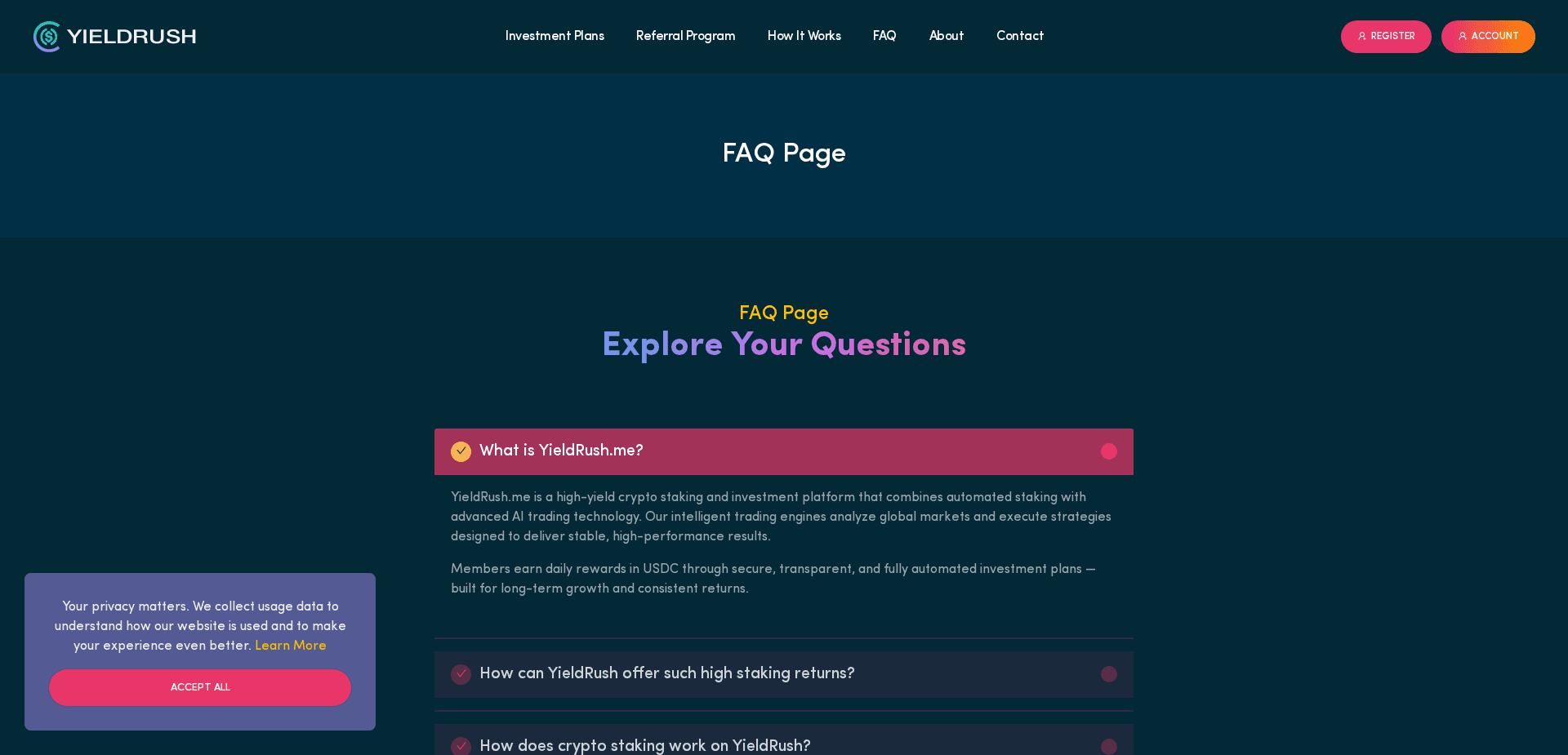 Screenshot for yieldrush.me - 2