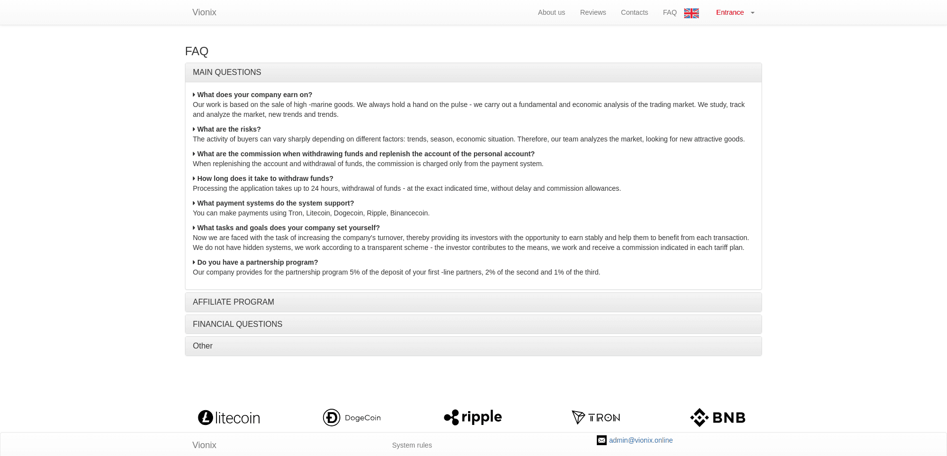 Screenshot for vionix.online - 2