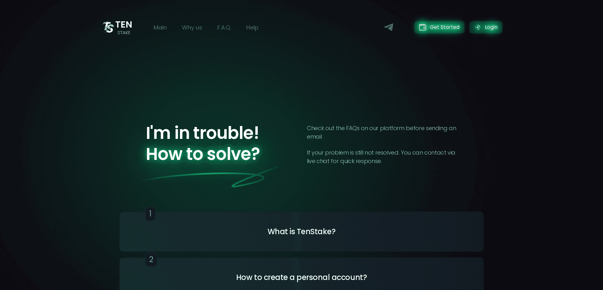 Screenshot for tenstake.com - 3