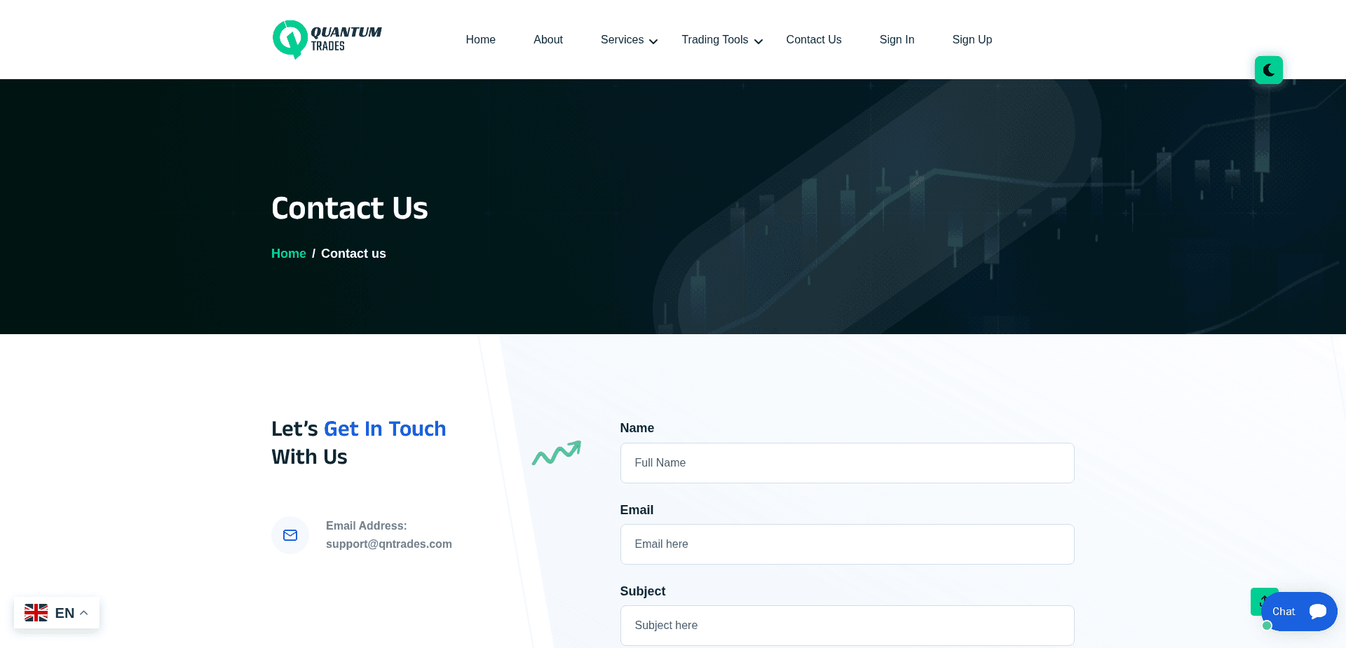 Website screenshot for https://qntrades.com/ - 2